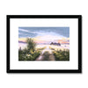 Foggy landscape at sunrise, fine art print with black frame and white mount