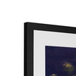 Yellow rose artwork print with black frame and white mount. Top corner detail.