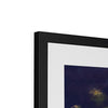 Yellow rose artwork print with black frame and white mount. Top corner detail.