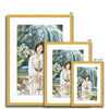 Japanese Kimono art. Fine art prints with a border and a gold frame. Portrait format.. Different sizes.