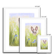 Rabbit in the meadow flowers. Nursery art prints with white frame and a white mount. Different sizes