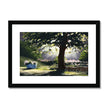 Tree, flowers and moonbeams, nocturne landscape fine art print in black frame with white mount.