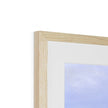 White Sailboat fine art print. Close up of top corner and natural frame detail