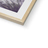 Winter's Magic fine art print in light wooden frame. Close up of bottom corner detail