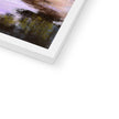 Marshland sunset artwork framed print. White frame corner detail