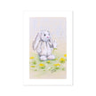 Cute white rabbit, dandelion seeds and flowers wall art canvas print.