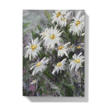 White daisy flowers artwork design hardcover journal. Back cover