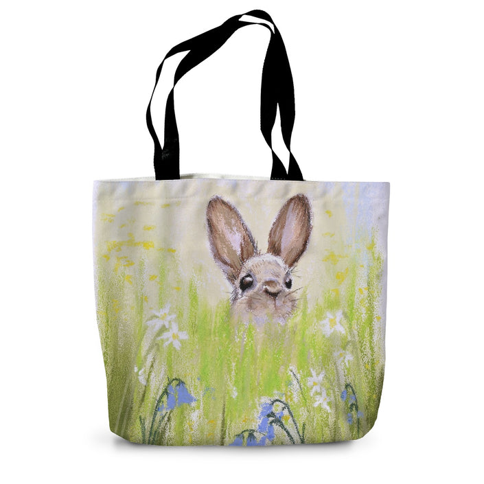 Brown rabbit design canvas tote. Same design on both sides.