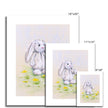 White rabbit blowing dandelion seeds artwork print from an original painting. Different sizes