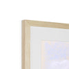 Rabbit and balloon nursery fine art print in natural frame with white mount. Top corner detail