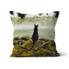 Black Cat, artwork throw pillow. Square shape