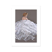 Beautiful, modern, woman wearing a white tulle dress artwork, fine art canvas print. Unmounted