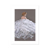 Beautiful, modern, woman wearing a white tulle dress artwork, fine art canvas print. Unmounted