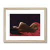 Lady in Red painting. Fine art print in natural light wooden frame with white mount.