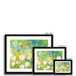 Dandelion seed heads and grasses artwork print in black frame. Landscape format. Different sizes