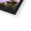 Marshland sunset artwork framed print. Black frame corner detail