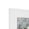 Crazy Daisies artwork print in white frame with white mount. Close up of top corner and frame.