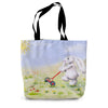 Rabbit artwork canvas tote bag.