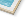 White Sailboat fine art print. Close up of bottom corner and natural frame detail