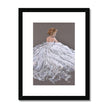 Beautiful woman in a white dress artwork. Fine art print in black frame with white mount