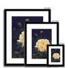 Yellow rose artwork prints with black frame and white mount. Portrait orientation. Different sizes