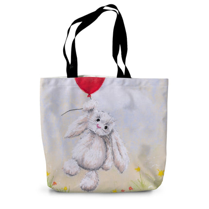 Rabbit design canvas tote bag. Same beautiful artwork design on both sides.