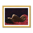 Lady in Red painting. Fine art print with border and gold frame.