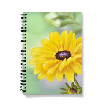 Yellow daisy flower art designed notebook. Spiral bound. A5 size