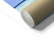 White Sailboat art print, corner detail and cardboard tube used for shipping purposes.