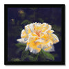 Yellow rose artwork print with black frame. Square format.