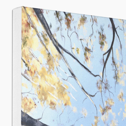 Autumn forest tree canopy artwork print. Corner detail.