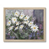 Colourful white daisy flowers art print in a natural frame