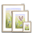 Rabbit in the meadow flowers. Nursery art prints with natural light wooden frame and a white mount. Different sizes