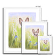 Brown Rabbit and flowers artwork prints in a white frame. Different sizes