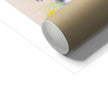 Rabbit and dandelion seed fine art print, corner detail. Cardboard tube used for shipping purposes