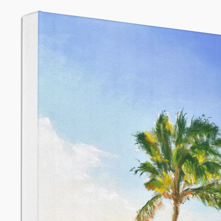 Palm Tree canvas fine art print. Corner detail