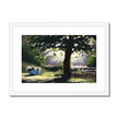 Tree, flowers and moonbeams, nocturne landscape fine art print in white frame with white mount.