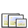 Adorable rabbit and flowers painting. Nursery art prints in black frame with a white mount. Different sizes