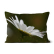 White daisy flower sofa cushion. Rectangular. Green and white.