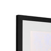 Rabbit art print in black frame with white mount. Top corner detail