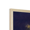 Yellow rose artwork print with natural light wooden frame. Top corner detail