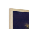 Yellow rose artwork print with natural light wooden frame. Top corner detail