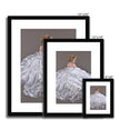 Beautiful woman in a white dress artwork. Fine art prints in black frame with white mount. Different sizes