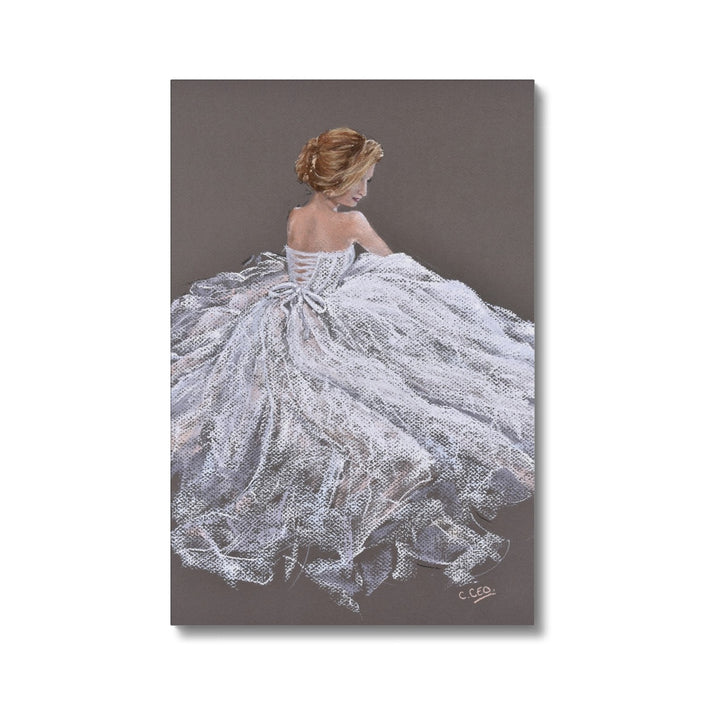 Beautiful woman in a white dress, canvas art print.