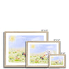 White Rabbit in the meadow flowers fine art nursery prints. Framed. Different sizes