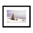 Winter landscape and trees covered in snow, artwork, fine art print in black frame with white mount.