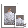 Beautiful, modern, woman wearing a white tulle dress artwork, fine art canvas prints. Unmounted. Different sizes