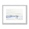 Polar Bear swimming. Artwork print in silver frame with white mount. 