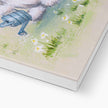 Beautiful rabbit canvas art print. Close up view of bottom corner and white wrap