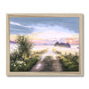 Ethereal misty landscape at sunrise, fine art print in a natural frame